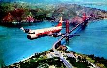 Lockheed 188 Electra Western Airlines nad Golden Gate Bridge (vydno spolenost)